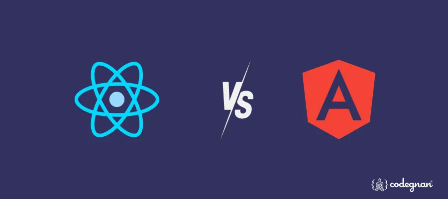 React vs Angular comparison banner.