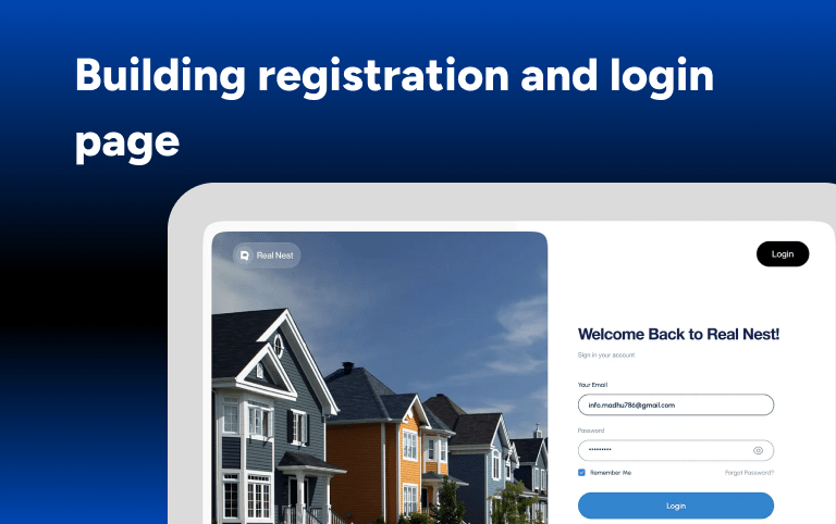 Building registration and login page